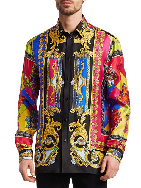 red silk versace shirt|silk versace shirt men's.